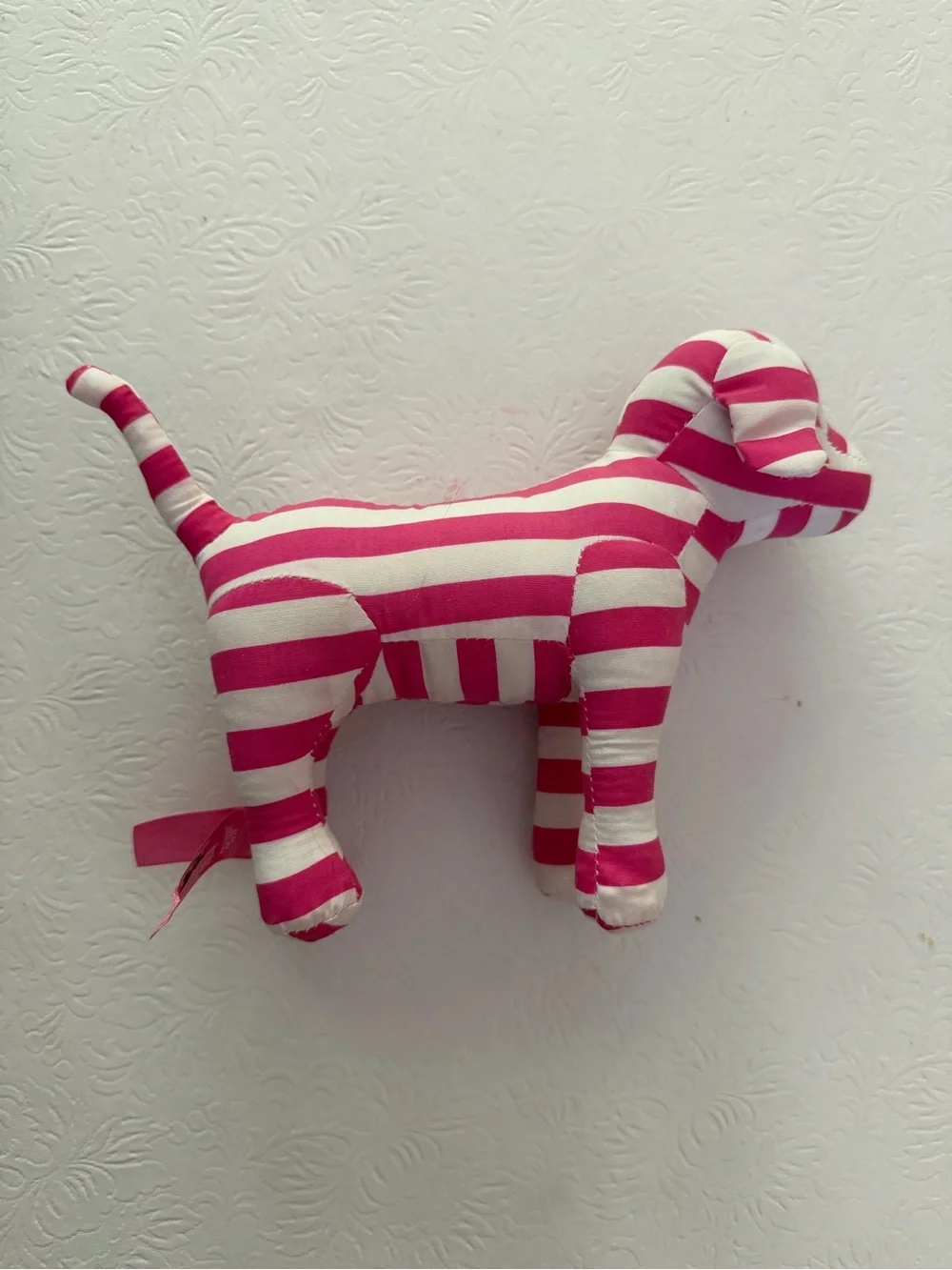 PINK Victoria's Secret Hot Pink & White Striped Plush Dog Toy